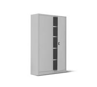 Armadio metallo ad ante battenti 100x45x200H, 4 ripiani - Colore Grigio chiaro