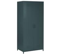 Armadio Metallo Grigio 2 Ante 3 Ripiani e Appendiabiti 76 x 50 x 171 cm Varna
