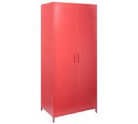 Armadio Metallo Rosso 2 Ante 3 Ripiani e Appendiabiti 76 x 50 x 171 cm