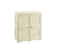 Tontarelli Armadio Esterno in Resina a 2 ante 1 ripiano 4 vani Dimensioni 79x43x85,5 cm colore Angora finitura effetto Legno - 8085549 Omnimodus