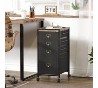 Armadio mobile con 4 cassetti in tessuto, armadietto da ufficio con 4 ruote, formato A4 o letter, supporto per stampante rotante, organizer per la casa, ufficio, 30 x 38 x 67 cm, nero