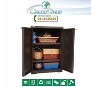 Armadio/Mobile/Mobiletto in resina versione bassa Polyrattan-line wengè