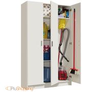 ARMADIO MOBILE MULTIUSO ARMADIETTO IN LEGNO BIANCO 3 ANTE 5 RIPIANI PORTASCOPE