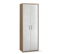 Armadio mobile multiuso H.199 cm ripiani Armadi ufficio noce con 2 ante bianche