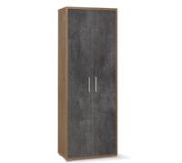 Armadio mobile multiuso H.199 cm ripiani Armadi ufficio noce con 2 ante nere