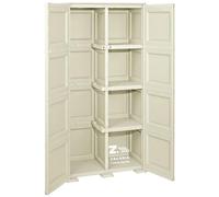 Tontarelli Armadio da Esterno 2 Ante Portascope in Resina 3 Ripiani cm 79x43x164 colore Angora Finitura effetto Legno - 8085555 Omnimodus