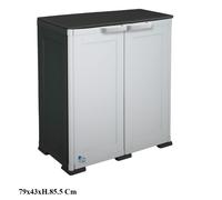 ARMADIO MOBILE SIMPLEX BASSO 2 ANTE 2 VANI+1 RIPIANO LUNGO NERO/GRIGIO