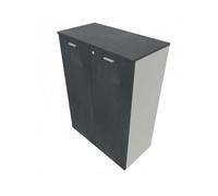 Armadio mobile ufficio medio con ante Kamos h 120cm - Colore: Alcene, Top e fianchi: Con Top, Ante: Noce Tenebra