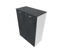 Armadio mobile ufficio medio con ante Kamos h 120cm - Colore: Bianco, Top e fianchi: Con Top, Ante: Noce Tenebra