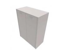 Armadio mobile ufficio medio con ante Kamos h 120cm - Colore: Bianco, Top e fianchi: Con Top + Fianchi, Ante: Grigio