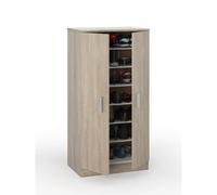 Armadio Mobiletto Portascarpe Bridge Scarpiera in Legno con Sette Ripiani e Due Ante Ingresso Corridioio Arredo Casa Design Minimal 108 x 55 x 36 cm Colore Rovere