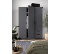 Armadio Moderno 2 3 Ante 3 Cassetti 98x50x200 Mobile Bianco Grigio Opaco Quercia