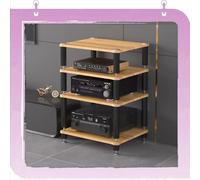 Armadio moderno a 4 ripiani AV - Rack & Amplificatore Stand per Audio-Video Media Center, design ad angolo aperto in finitura noce chiaro