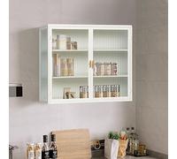 Armadio moderno a due ante in vetro, 70 cm, con 3 livelli, per ingresso, soggiorno, bagno, sala da pranzo (bianco)