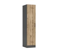 Armadio Moderno ad Anta Battente, Maniglia Nera, 3 Ripiani Interni, 40x181x52 cm Mobile Disponibile in 6 Colori AG44 (Rovere/antracite)