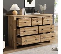 Armadio moderno e minimalista per sala da pranzo con grande capacità, buffet multicassetto, originale in legno con 7 cassetti per ingresso, cucina, sala da pranzo e soggiorno