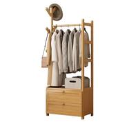 Armadio Moderno In Legno Aperto - Elegante Appendiabiti In Bambù Con Cassetti, Appendiabiti Indipendente Per Camera Da Letto, Soluzione Per Riporre Piccoli Spazi, Espositore Per Abiti Moderno(50cm)