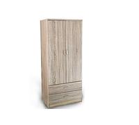 ARMADIO MODERNO IN LEGNO ROVERE 2 ANTE 2 CASSETTI 80X52X190 CM