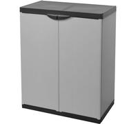 Armadio Modulare a 2 Ante Basso - Armadio per Interni ed Esterni Ideale per Organizzazione Attrezzi, in PVC, 68x39.5x85cm, Grigio