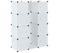 Armadio modulare a 9 scomparti in plastica bianca 109 x 36,5 x 143 cm con asta appendiabiti e ripiani per camera da letto, cameretta dei bambini, corridoio, moderno sistema di archiviazione, compatto