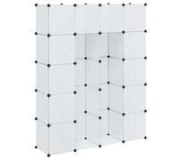 Armadio modulare con 14 scomparti in plastica bianca 37 x 146 x 180,5 cm, portaoggetti con ripiani per camera da letto, cameretta dei bambini, corridoio, moderno sistema di organizzazione