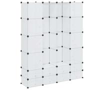 Armadio modulare con 18 scomparti in plastica bianca 37 x 146 x 180,5 cm per camera da letto, cameretta dei bambini, corridoio con spazio di archiviazione e sistema di organizzazione, compatto e