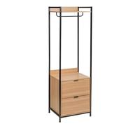 Armadio modulare con barra e 2 cassetti in PB e metallo in naturale e nero