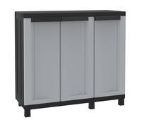 Armadio Modulare da Esterno 102x39x91,5 cm 3 Ante 1 Ripiano in Polipropilene Twist Grigio e Nero