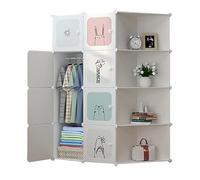 Armadio modulare per bambini, armadio portaoggetti portatile, scaffale di stoccaggio, cubi modulari in plastica, plastica, armadio fai da te, porte, 145 x 110 x 47 cm, PP, ABS, metallo