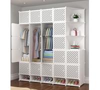Armadio modulare pieghevole in plastica a forma di cubo per scarpe, vestiti e giocattoli, per corridoio, camera da letto, ingresso, versatile rack per scarpe, vestiti e giocattoli, bianco