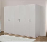 Armadio Multiuso 270x55x202 Bianco Opaco, 6 Ante Battenti, 3 Ripiani, 3 Tubi Appendiabiti, Spazioso e Moderno, Perfetto per Organizzare Casa e Ufficio