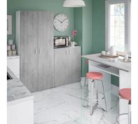 Armadio Multiuso Armadietto Alto Con Doppia Anta e 4 Ripiani Ideale Per Bagno Ingresso Camera Da Letto Garage Ripostiglio Design Moderno Huelva L 80 x 37 x 182 Cm Bianco e Grigio Cemento