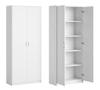 Armadio multiuso Armadio portadocumenti Armadio alto con 5 sconparti, 2 ante, 74x35x180 cm, multifunzionale per ufficio, corridoio, cucina, ripostiglio, stabile e facile da pulire | bianco