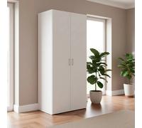 Armadio Multiuso Con 2 Ante Battenti Armadietto Design Moderno Salvaspazio Vano Con Barra Appendiabiti E Ripiani Camera Da Letto Ingresso Lavanderia 77.6 x 49.52 x 175.4 Cm Bianco