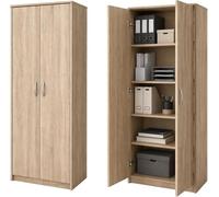 Armadio multiuso con scaffali larghezza 74 cm altezza 180 cm con quattro ripiani armadio per documenti mobile per la casa mobile organizer in legno per camera da letto corridoio cantina ufficio Sonoma