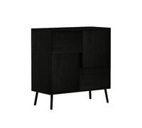 Armadio multiuso in legno nero, 76,5 x 79,5 x 35 cm, 100% rivestito in melammina, spessore 18 mm, montaggio a parete, contenitore versatile