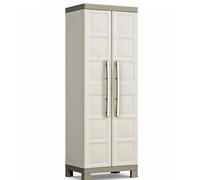 Pidema Armadio tuttopiani da esterno con 4 ripiani beige. Armadietto multiuso portascopa tortora da giardino misure H182x65x45 cm. - 8013183116071