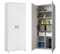 Armadio multiuso largo 75 cm con 2 ante e 6 ripiani | Armadio domestico versatile | Armadio dispensa Armadio universale per la casa, il corridoio, l'ufficio, la cantina | 75x35x184 cm (LxPxA) | Bianco