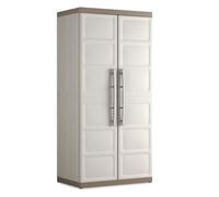 Pidema Armadio tuttopiani da esterno con 4 ripiani beige. Armadietto multiuso portascopa tortora da giardino misure H182x65x45 cm. - 8013183116071