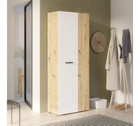 Armadio multiuso Teodoro 2 ante con portascope struttura rovere e 1 anta bianco