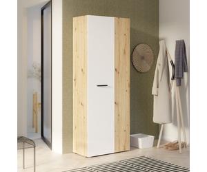 Armadio multiuso Teodoro 2 ante con portascope struttura rovere e 1 anta bianco