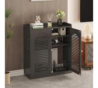 Armadio Nascondiglio Per Router WiFi, Nascondiglio WiFi Da Pavimento Con Ripiani Regolabili E Ventilazione, Gestione Cavi E Prese Per Casa E Ufficio(Black,32.3x23.2x9.8in)