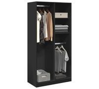 Armadio nero in legno 100 x 50 x 200 cm con vano portaoggetti, scaffali, appendiabiti e cassetti, per camera da letto, corridoio, cameretta dei bambini, moderno sistema di organizzazione