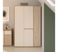 Armadio Neutra con 3 ante con dettaglio cannettato cahsmere e rovere