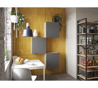 Armadio Pensile 3x 50 CM Rovere Ruvido-Segato Bianco/Grigi / Nero Merle respekta