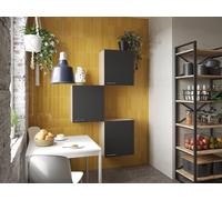 Armadio Pensile 3x 50 CM Rovere Ruvido-Segato Bianco/Grigi / Nero Merle respekta