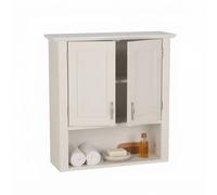 Relaxdays Armadio pensile, 3 scomparti, H x L x P: 62 x 58 x 20 cm, per cucina e bagno, doppie ante, bianco