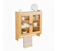 Armadio pensile Relaxdays in bambù con portasciugamani, 2 Ante in Acrilico, HLP: 63 x 60 x 18 cm, Naturale