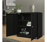 Armadio per archiviazione portadocumenti nero serratura 90x40x90cm con 2 ripiani
