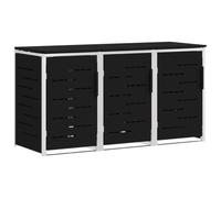 Armadio per bidoni della spazzatura per 3 bidoni della spazzatura, 240 l, nero | Design espandibile, coperchio soft-close, chiusura magnetica, pannelli di ventilazione per il controllo degli odori